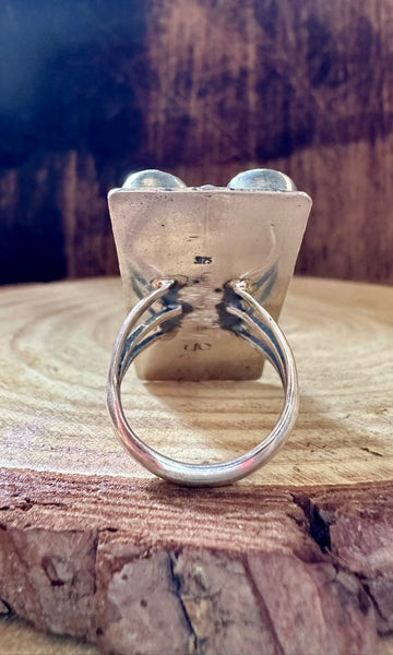 DOUBLE ROW TURQUOISE Sterling Silver Ring • Size 7 & 10