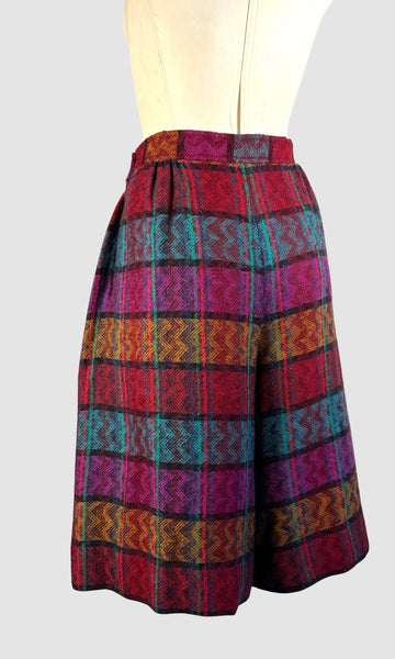 LANVIN 70s Plaid Tweed Culottes • Small