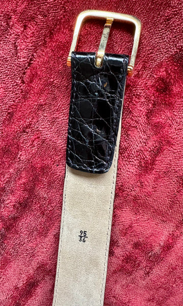 SULKA GENUINE CROCODILE Leather Vintage Belt • Large