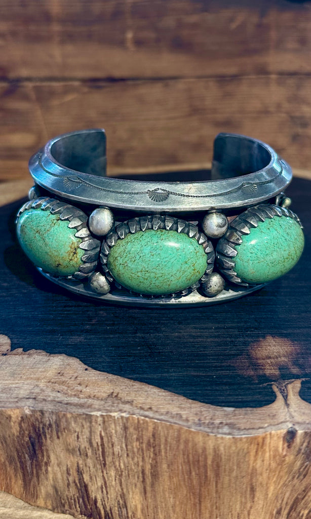 KEE MONTOYA Vintage Turquoise and Sterling Silver Cuff • 194g