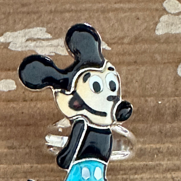 MICKEY MOUSE Zuni Toons Inlay Silver Ring • Size 7 and 9