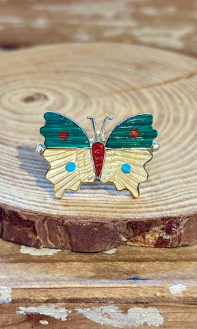 TAMARA PINTO Zuni Multi Stone Inlay Butterfly Ring • Adjustable