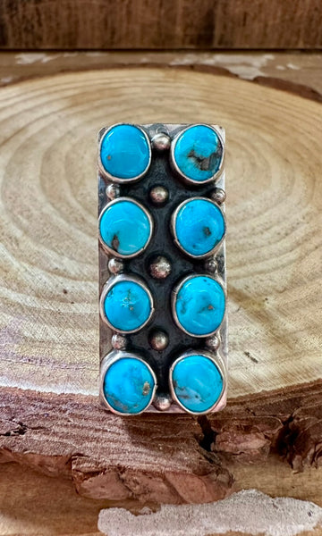 DOUBLE ROW TURQUOISE Sterling Silver Ring • Size 7 & 10