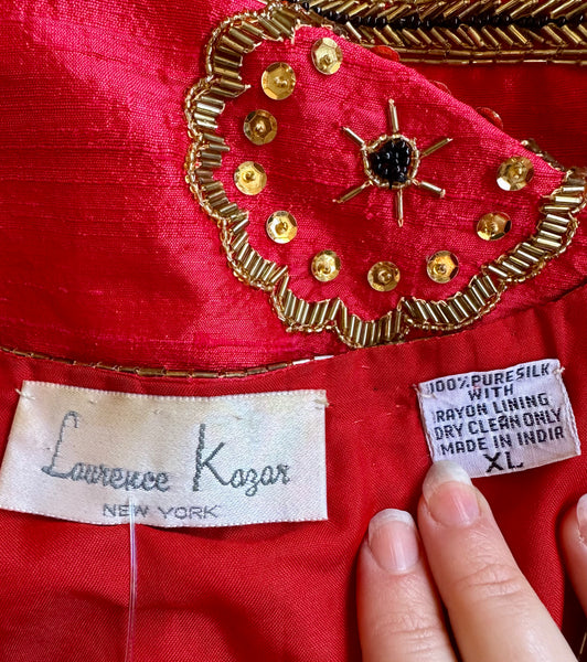 LAURENEE KAZAR Vintage Sequin Silk 90s Vest • Large