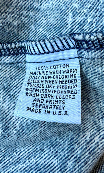 VINTAGE SUNDANCE 80s/90s Hand Painted Acid Wash Denim Duster • XL