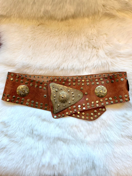 MOROCCAN BELT Large Thick Tan Leather Belt