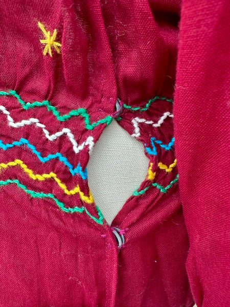 70s DEADSTOCK PAKISTANI Embroidered Blouse • Small