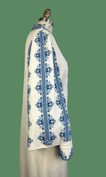 NICE FOLK Hungarian 60s Embroidered Cotton Gauze Dress • Small Medium