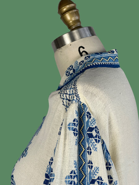 NICE FOLK Hungarian 60s Embroidered Cotton Gauze Dress • Small Medium