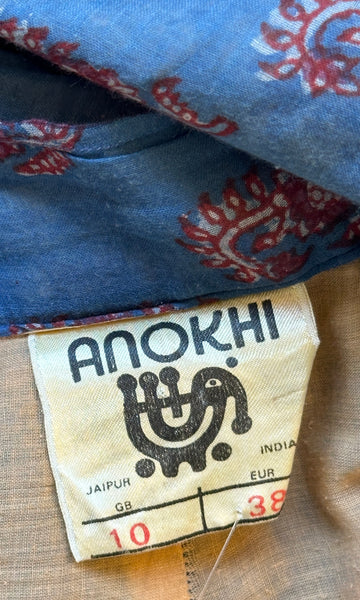 ANOKHI 70s Indian Block Print Cotton Maxi Skirt • Small