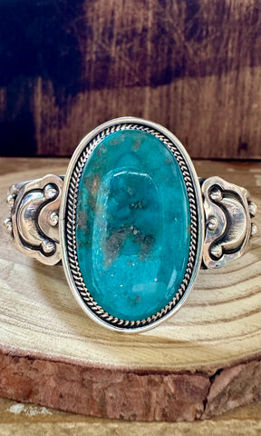 L. ARCHULELA TURQUOISE and Sterling Silver Moon Cuff • 38g