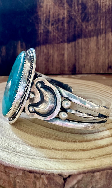 L. ARCHULELA TURQUOISE and Sterling Silver Moon Cuff • 38g