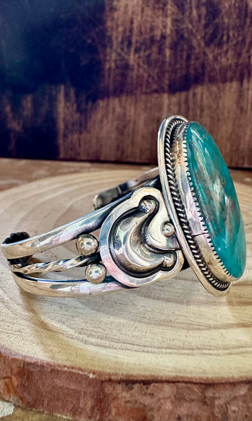 L. ARCHULELA TURQUOISE and Sterling Silver Moon Cuff • 38g