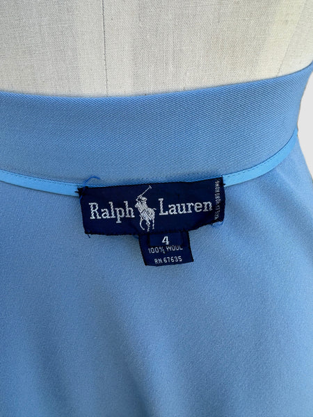 RALPH LAUREN 80s 90s A Line Midi Gabardine Skirt • Small