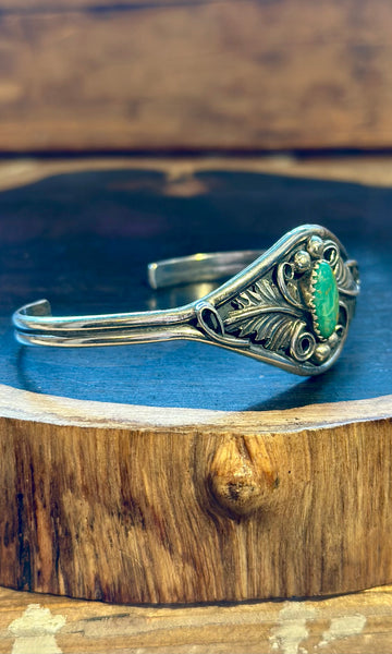 HARRY YAZZIE Turquoise and Silver Cuff 26C25