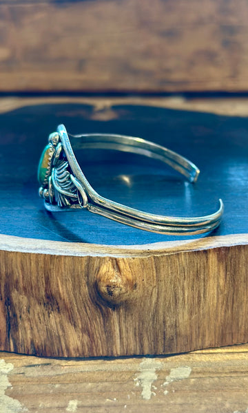 HARRY YAZZIE Turquoise and Silver Cuff 26C25