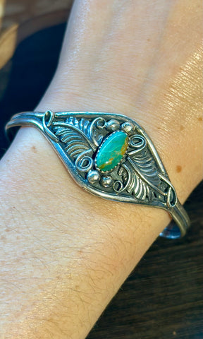 HARRY YAZZIE Turquoise and Silver Cuff 26C25