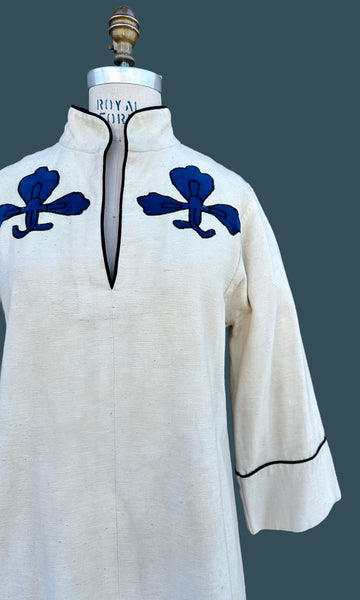 WHITE DUCK VINTAGE 80s Applique Tunic Dress • Medium