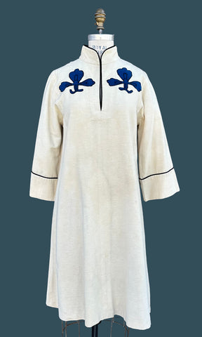 WHITE DUCK VINTAGE 80s Applique Tunic Dress • Medium