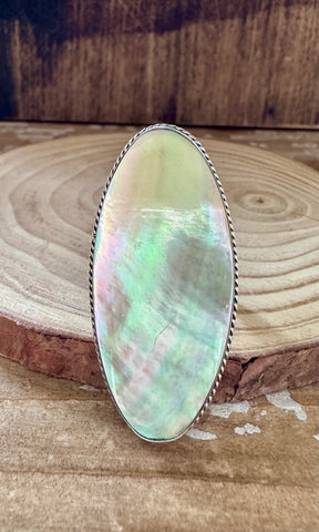 OCEAN ABALONE Large Sterling Silver Statement Ring • Size 7