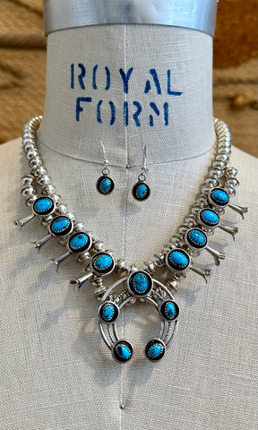 LENORA GARCIA Navajo Squash Blossom and Earring Set 26N12