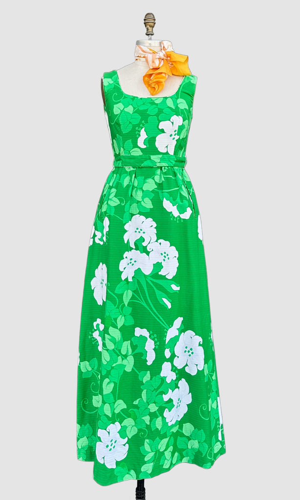 MALIA HAWAIIAN Vintage 60s Green Maxi Dress Medium (10) Love Street Vintage MALIA HAWAIIAN Vintage 60s Green Maxi Dress Medium (10) Love Street Vintage