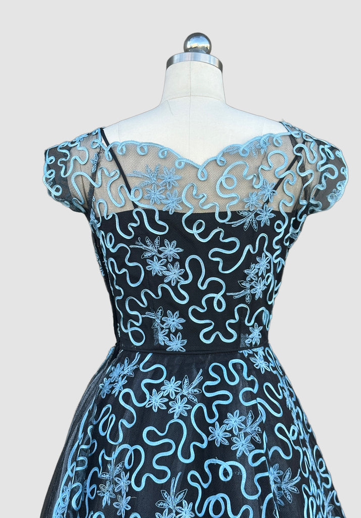 soutache embroidered dress Allison & Kelly Halter V-Neck Floral Soutache Embroidered Dress