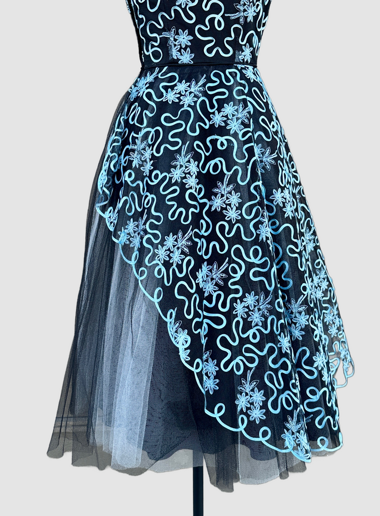 fitted lace wedding dress Blue Wool Fit & Flare Dress – 50s Vintage Long Sleeve main image 0