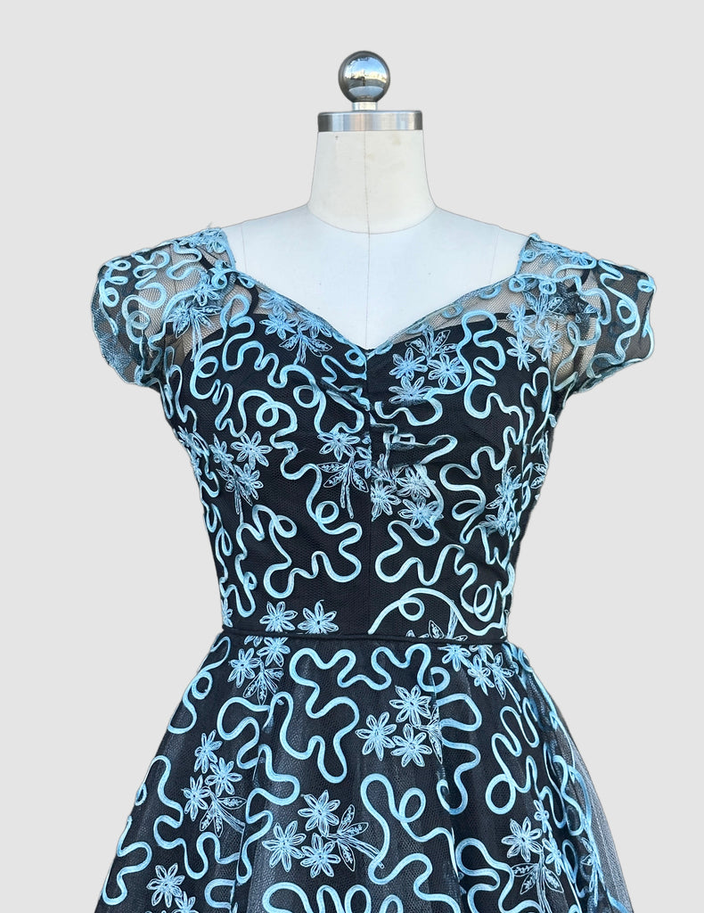sachin and babi light blue dress Skyler Embroidered Fit And Flare Mini Dress - Black/combo main image 1