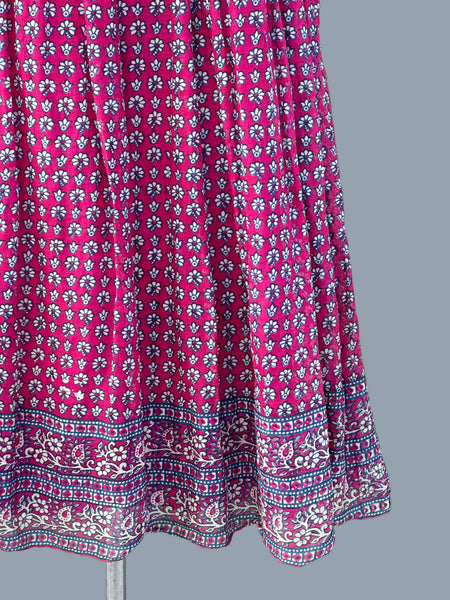 INDIAN LOVE CALL 70s  Floral & Paisley Block Print Dress • Small