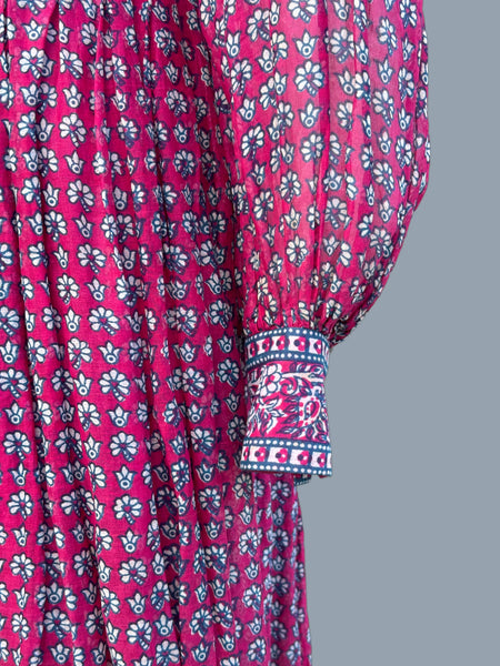 INDIAN LOVE CALL 70s  Floral & Paisley Block Print Dress • Small