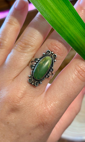 FRED HARVEY Vintage 30s/40s Turquoise & Silver Ring 26R79 • Size 6.5