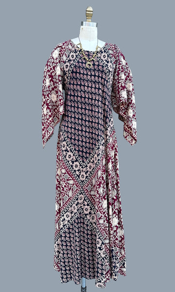 GYPSY ROMANCE 70s Pakistani Angel Wing Dress • Medium