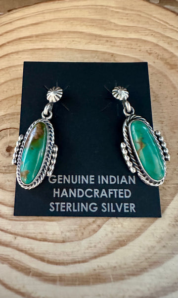 NAVAJO TURQUOISE CAPSULES Sterling Silver Stud Earrings