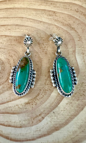 NAVAJO TURQUOISE CAPSULES Sterling Silver Stud Earrings