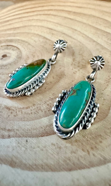 NAVAJO TURQUOISE CAPSULES Sterling Silver Stud Earrings