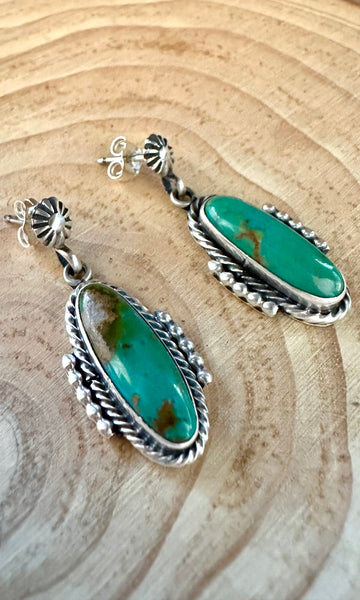 NAVAJO TURQUOISE CAPSULES Sterling Silver Stud Earrings