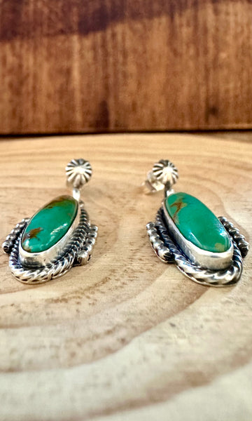 NAVAJO TURQUOISE CAPSULES Sterling Silver Stud Earrings