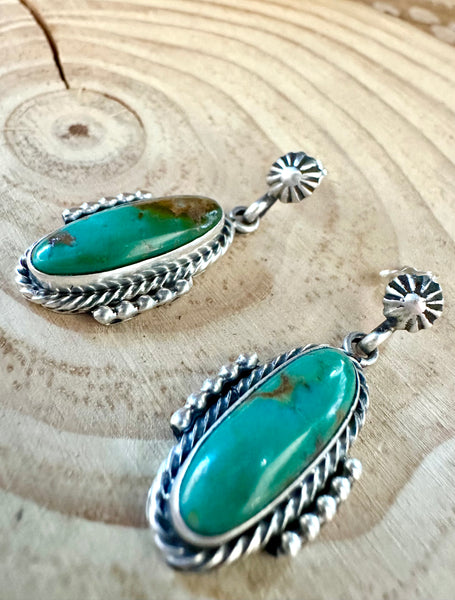 NAVAJO TURQUOISE CAPSULES Sterling Silver Stud Earrings