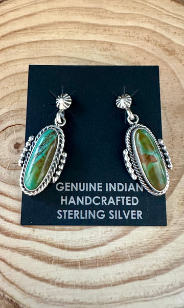 NAVAJO TURQUOISE CAPSULES Sterling Silver Stud Earrings