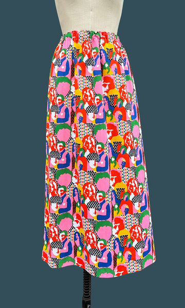 HOLD FOR KIA-GROOVY POP ART Vintage 70s Skirt • Med.-Lg.