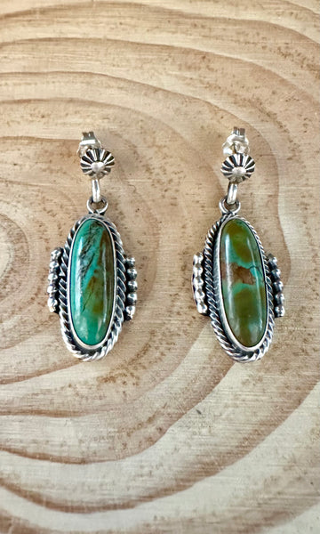 NAVAJO TURQUOISE CAPSULES Sterling Silver Stud Earrings