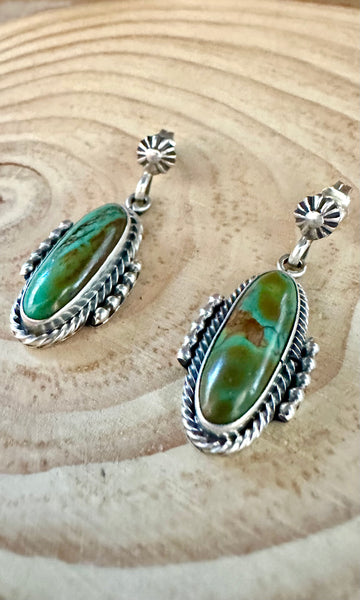 NAVAJO TURQUOISE CAPSULES Sterling Silver Stud Earrings