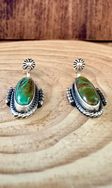 NAVAJO TURQUOISE CAPSULES Sterling Silver Stud Earrings