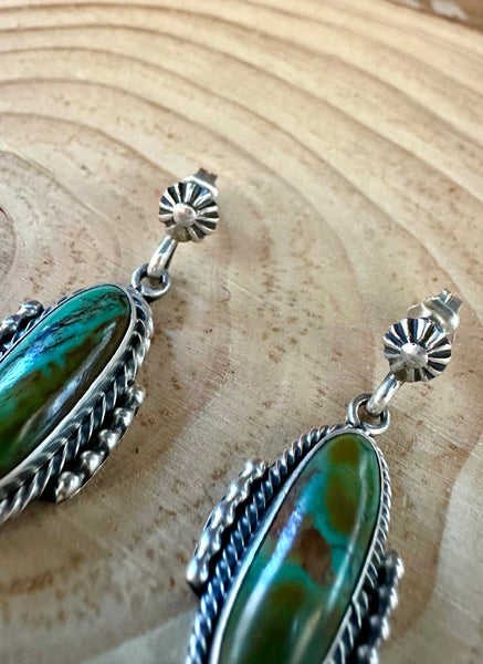 NAVAJO TURQUOISE CAPSULES Sterling Silver Stud Earrings