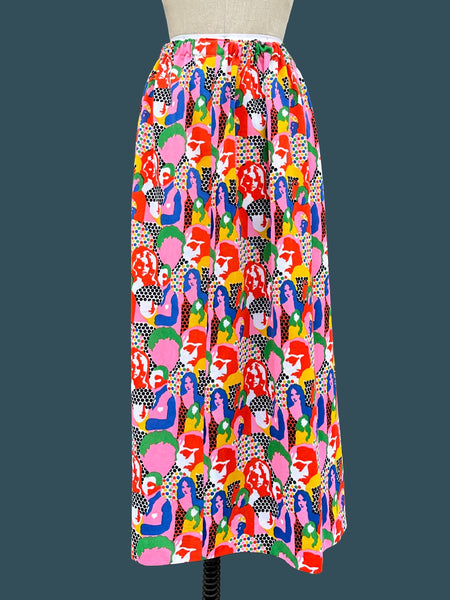 HOLD FOR KIA-GROOVY POP ART Vintage 70s Skirt • Med.-Lg.