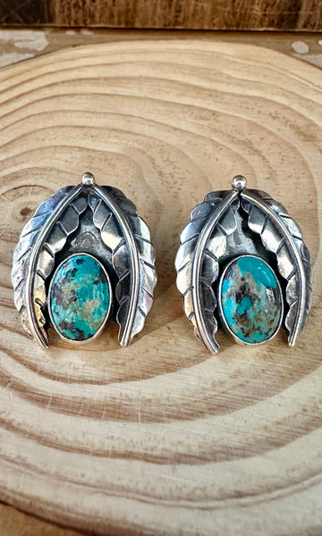 FEATHER PROTECTION Turquoise and Sterling Silver Earrings