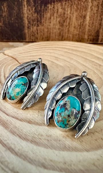 FEATHER PROTECTION Turquoise and Sterling Silver Earrings