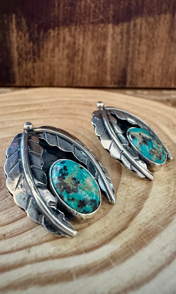 FEATHER PROTECTION Turquoise and Sterling Silver Earrings