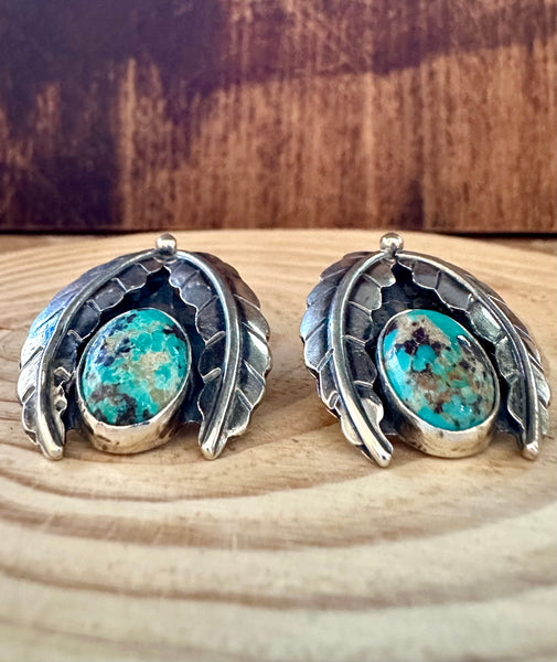 FEATHER PROTECTION Turquoise and Sterling Silver Earrings